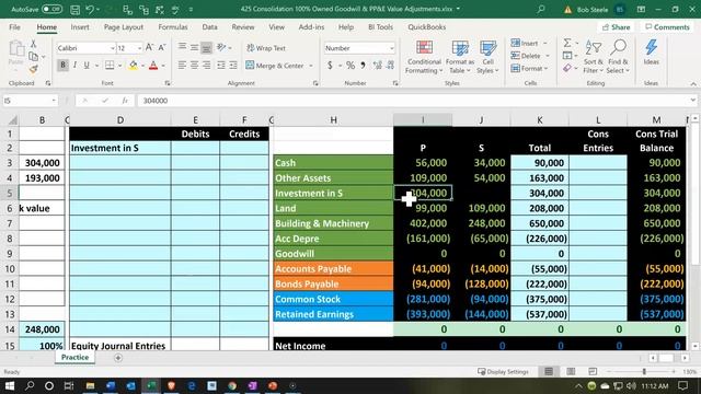 425 Consolidation 100%Owned Goodwill & PP&E Value Adjustments Year 0 Advanced Financial Accounting смотреть онлайн