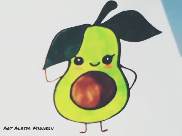 Как легко нарисовать авокадо!🥑 смотреть онлайн