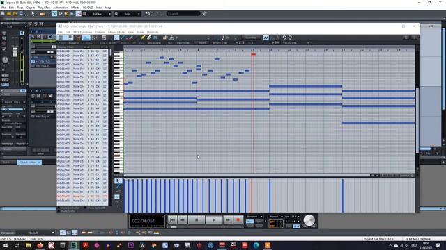 Magix Sequoia 15 - Working In Midi Editor, Step Resording (пошаговая запись в миди редакторе)