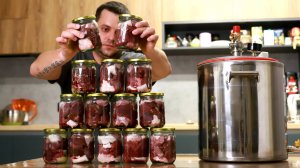 Тушенка по-охотничьи из дикого мяса в автоклаве