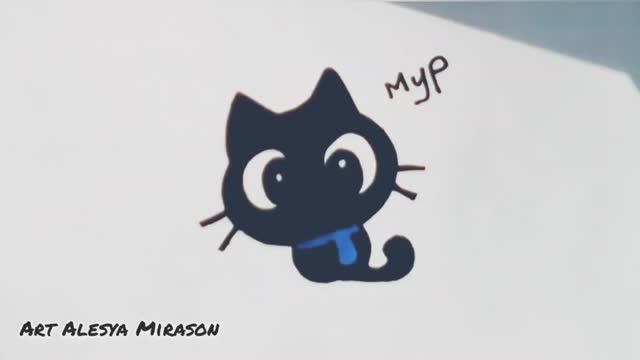Как нарисовать маленького черного котенка! смотреть онлайн