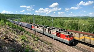 Грузовые поезда России | Пассажирские поезда РЖД и почтовый поезд | Железная дорога в Сибири летом