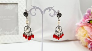 Серьги из жемчуга и кораллов своими руками.