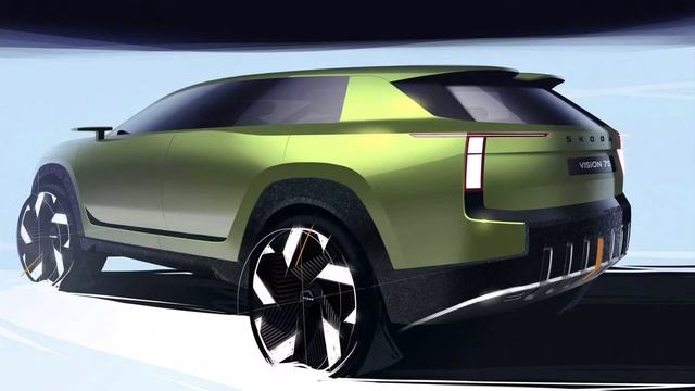 Skoda Vision 7S Concept Teasers Bold Design In First Exterior Sketches