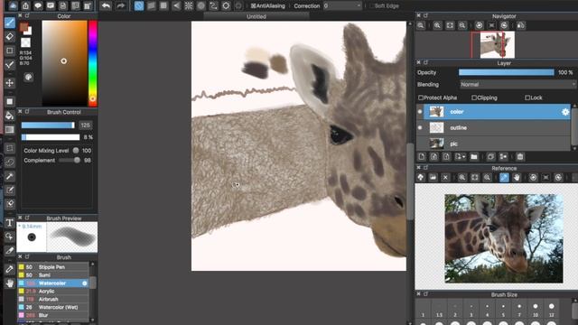 Giraffe Digital Speed Painting with Medibang Paint pro and Wacom Ruby Tablet. смотреть онлайн