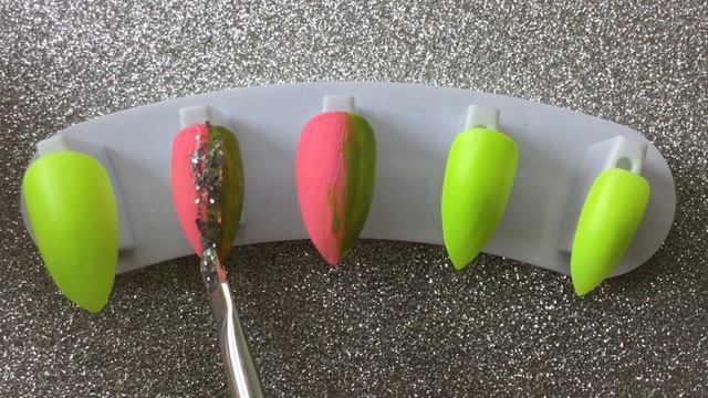 Neon Green Pink And Silver Glitter Split Stiletto Press On Nails | Nail Indie (124) смотреть онлайн