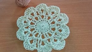 Самая простая салфетка крючком, всего 4 ряда