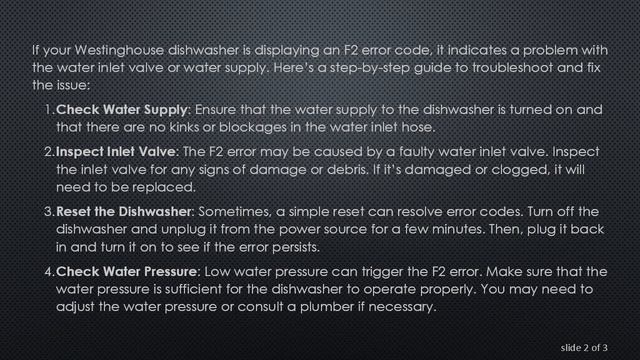 How To Fix F2 Error On Westinghouse Dishwasher