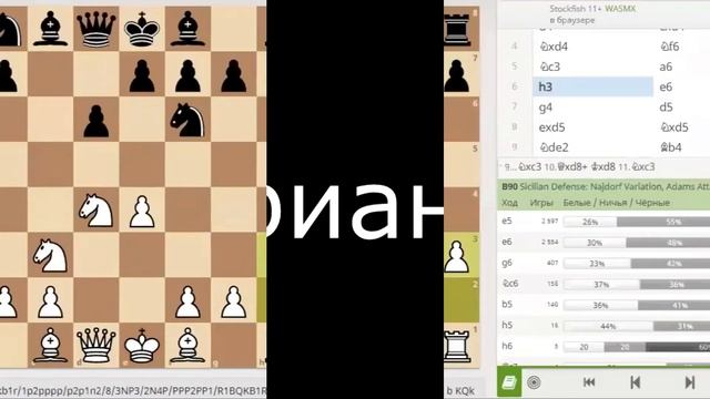 Найдорф за белых 6 h3 e6 смотреть онлайн