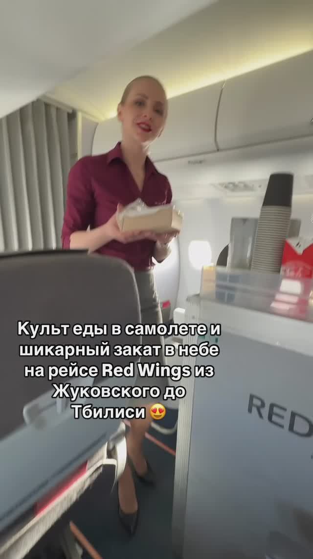 Культ еды в самолете и шикарный закат в небе на рейсе Red Wings из Жуковского до Тбилиси 😍 смотреть онлайн