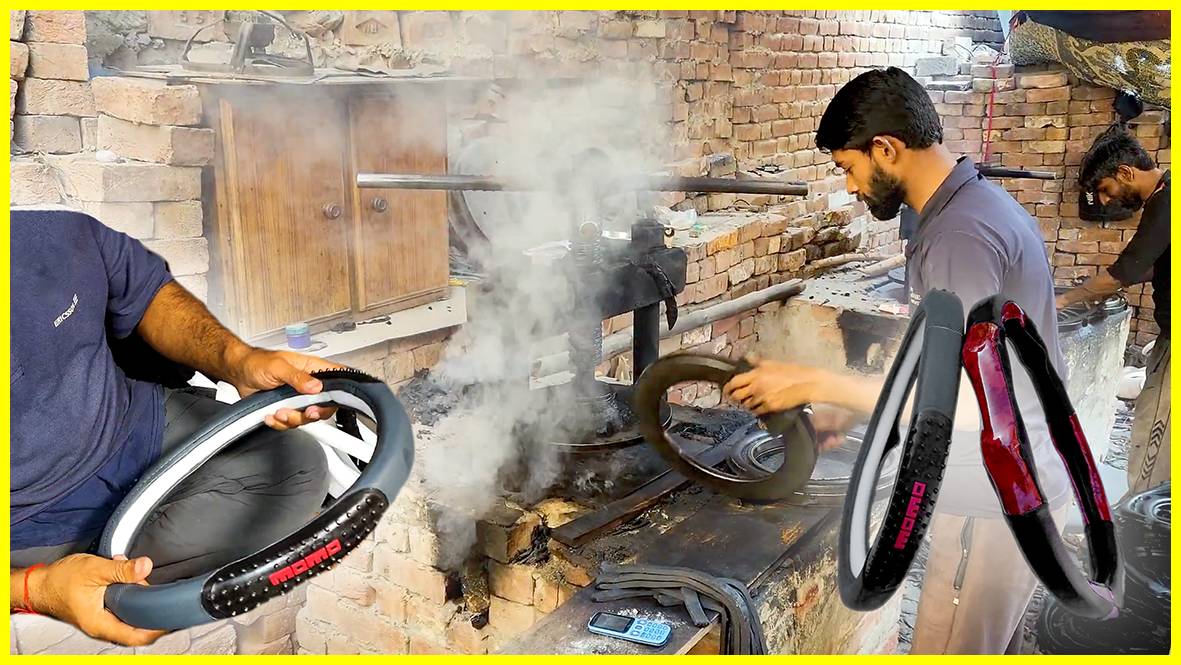 Как делают чехлы на руль в Пакистане! смотреть онлайн