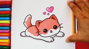 Как нарисовать МАЛЫША КОТЕНКА с зелеными глазами