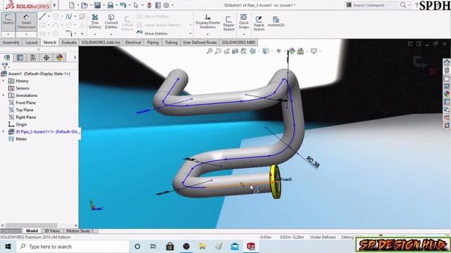 SOLIDWORKS PIPE ROUTING TUTORIAL || EXERCISE 1 || Solidworks Tutorial смотреть онлайн