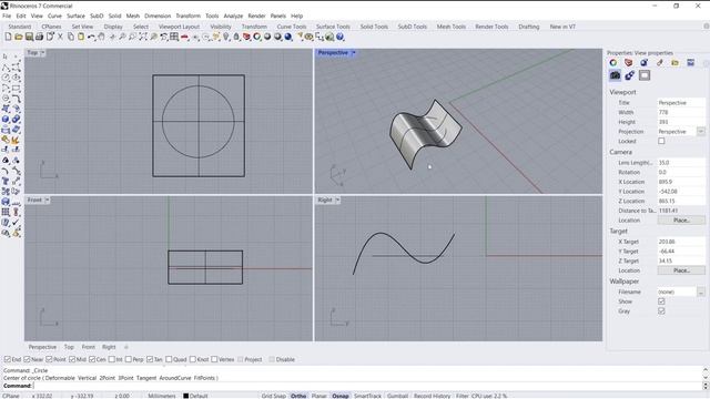 Rhino How To Project Curve On Surface смотреть онлайн