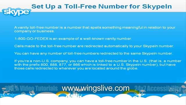 Setup A Toll Free Number Using Skype | Wingslive