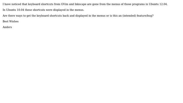 Keyboard shortcuts gone from menus in some programs in Ubuntu 12.04 смотреть онлайн