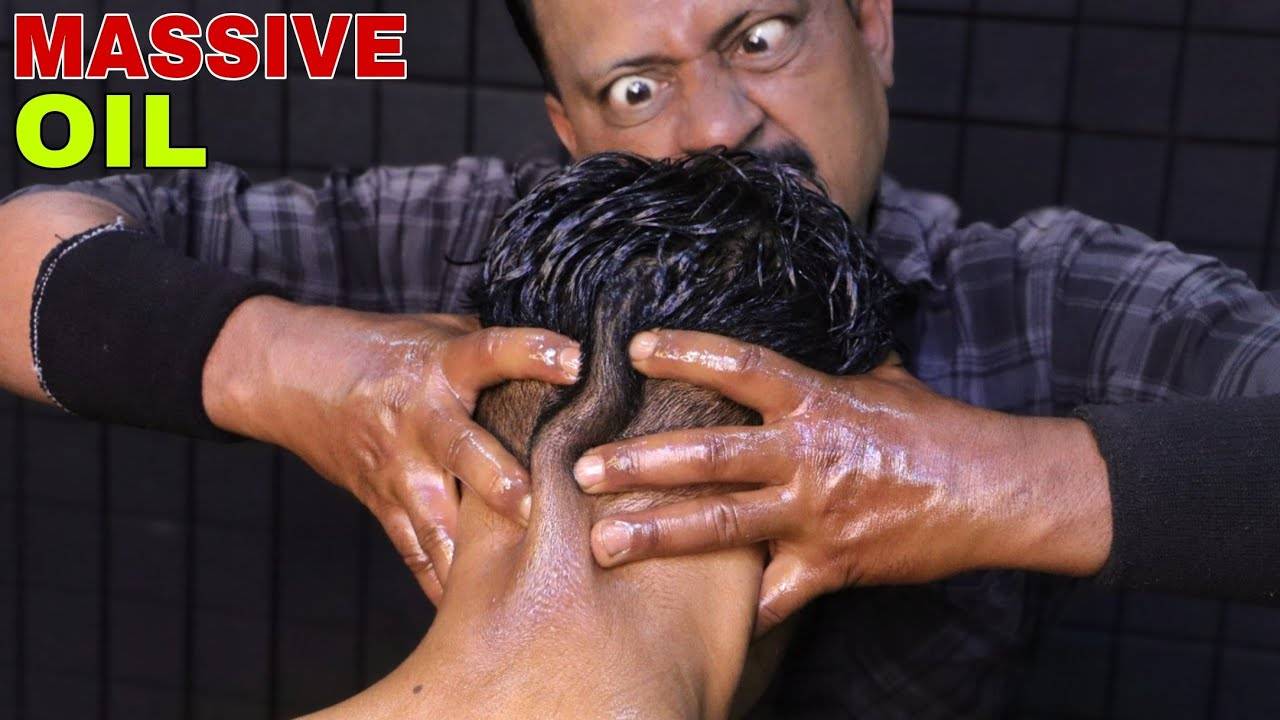 Extreme Oil Head Massage ASMR ｜ Neck Cracking, Forehead Tapping,Scalp Scratching ｜ Big Eyes Barber смотреть онлайн