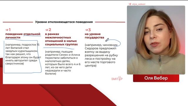 Отклоняющееся поведение для ЕГЭ | Обществознание с Олей Вебер | ЕГЭ 2024 | SMITUP смотреть онлайн