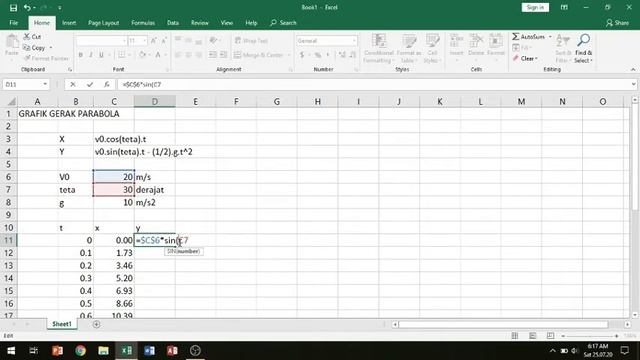 Tutorial microsoft excel : Membuat grafik gerak parabola смотреть онлайн