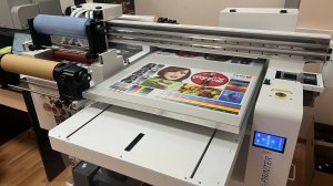 УФ принтер гибридный FS-6090uv-i1600 два-в-одном: планшетный принтер 60х90см + DTF-UV рулон 30см