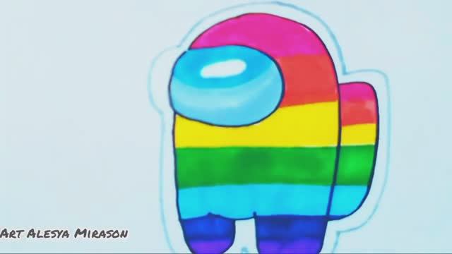 Рисую радужного персонажа из игры Амонг Ас! смотреть онлайн