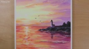 Морской пейзаж с маяком / Акриловая живопись для начинающих