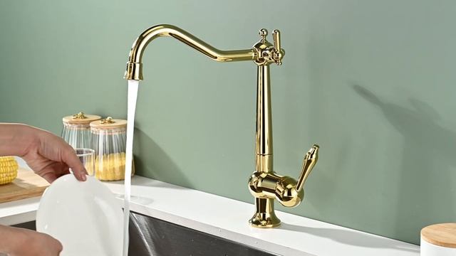 Смеситель Paulmark Retro Re213226-G для кухонной мойки золото смотреть онлайн