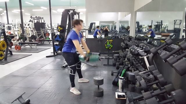 Nino Tchrikishvili.Powerlifting.Clean and Press with 50 kg plate .5 reps. смотреть онлайн