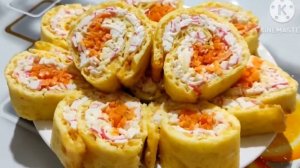 Рецепт закуски на праздничный стол, Закусочный рулет, Рулетики с начинкой быстро и просто