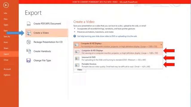 HOW TO CONVERT POWERPOINT SLIDESHOW 2013 FILE INTO VIDEO смотреть онлайн