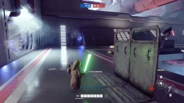 Yoda using unleash after absorbing Dooku's lightning | Star Wars Battlefront 2 смотреть онлайн