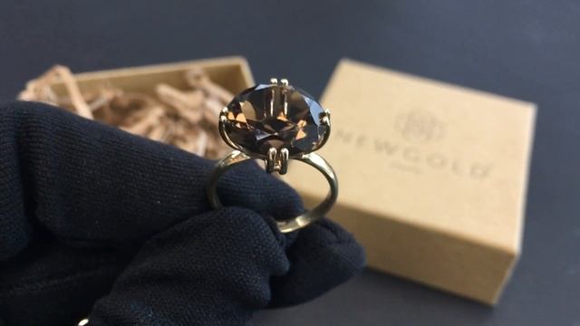 !Кольцо 569 их желтого золота 585 пробы с раух-топазом смотреть онлайн