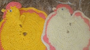 Прихватка курочка крючком часть 3