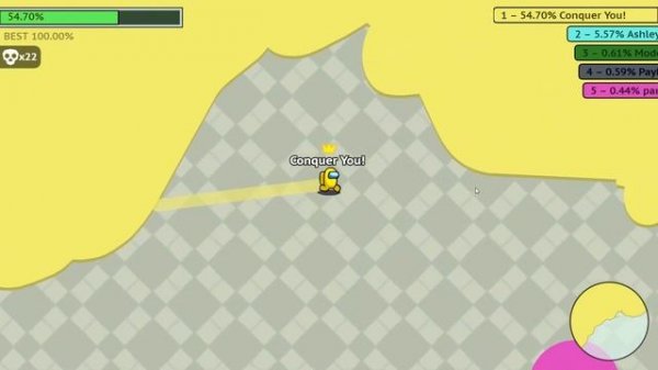 Paper io 2 [Amogus.io] Map Control: 100.00% Yellow #Amongus