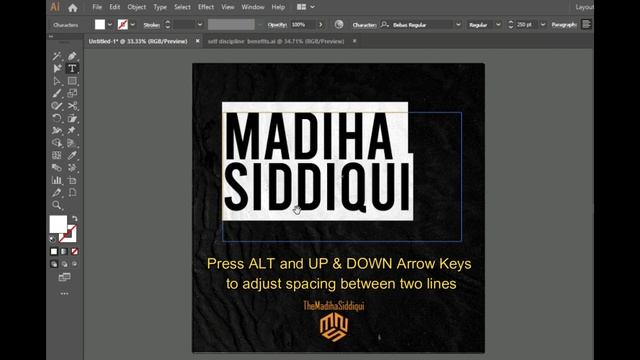 How to adjust spacing between lines within 5 seconds in Illustrator | The Madiha Siddiqui смотреть онлайн