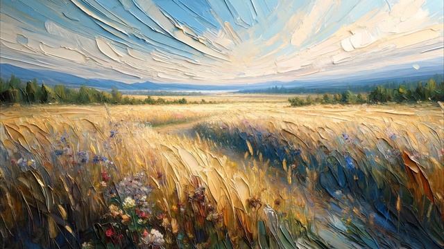 Летнее поле в полдень (Стиль картины: импрессионизм) #197