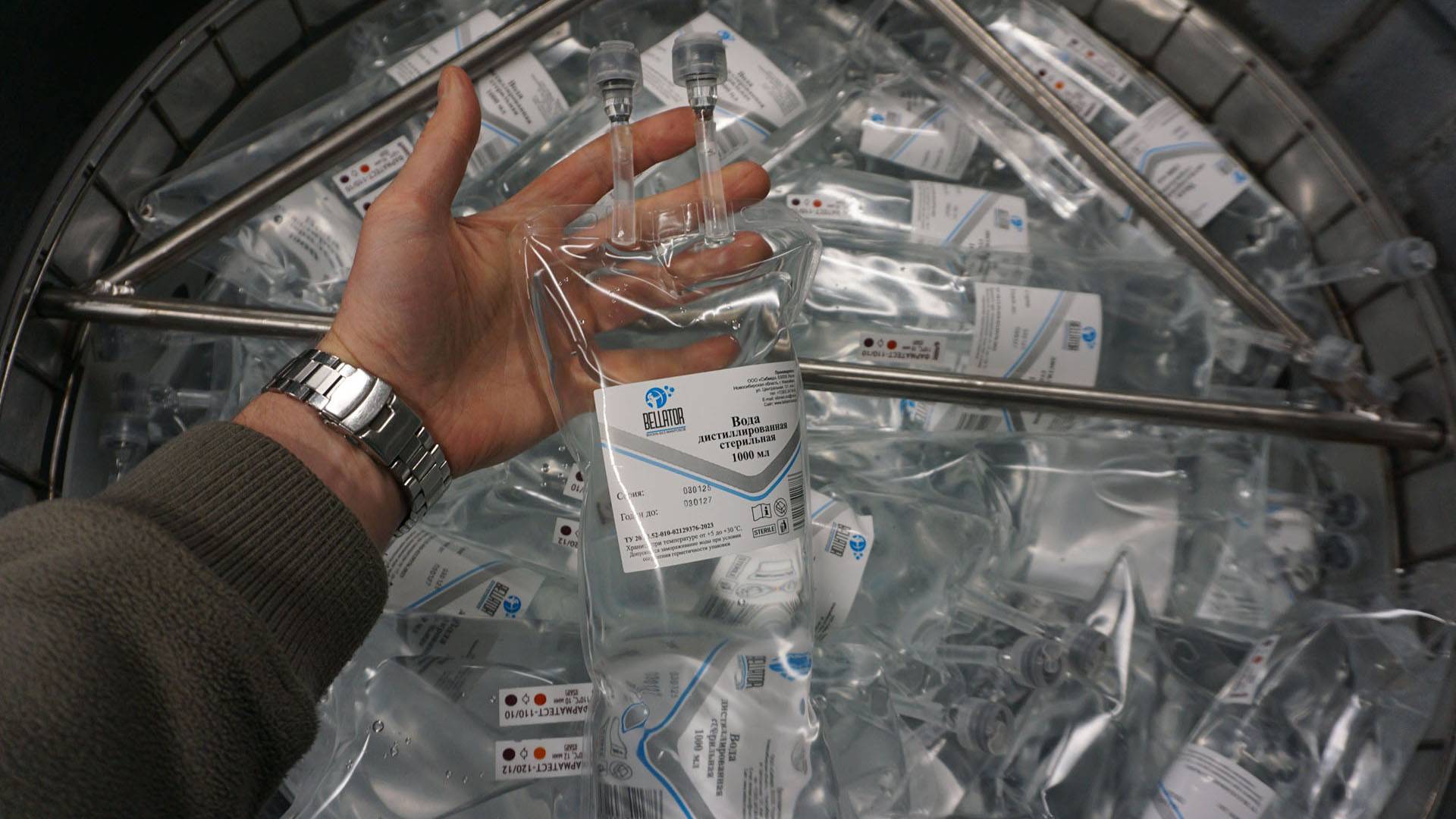 Стерилизация дистиллированной воды (физраствора) в производственном автоклаве ИПКС-128. смотреть онлайн