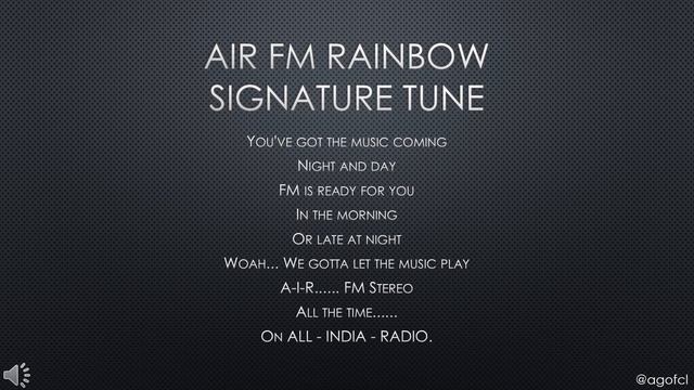 AIR FM RAINBOW SIGNATURE TUNE смотреть онлайн