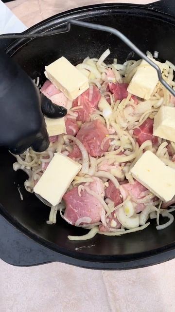 Мясо по-кремлевски с картофелем в казане. Простой рецепт вкусного мяса. #вкусно #еда #вкусняшки