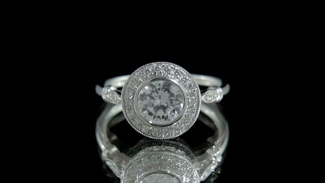 VR1081 Antique Style Round Diamond Bezel Set Engagement Ring Dublin