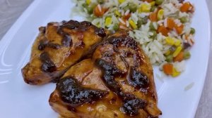 Куриная грудка с бальзамическим соусом и рис с овощами - сытный обед или ужин_