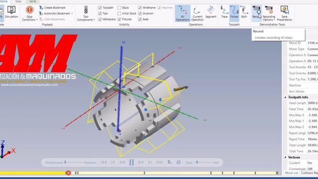 Simulación para centro de mecanizado con cuarto eje (Mastercam para SolidWorks) смотреть онлайн