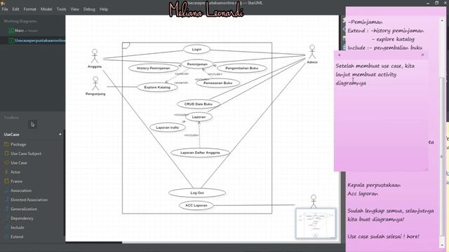 Tutorial Pembuatan UseCase & Activity Diagram Pada Perpustakaan Online смотреть онлайн