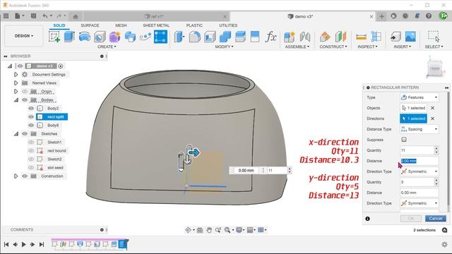 Fusion 360 | Limited Staggered Slot Pattern смотреть онлайн
