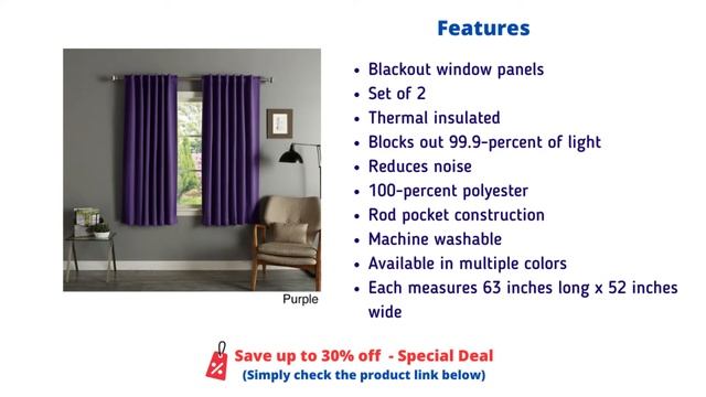 Aurora Home Solid Insulated Thermal 63-inch Blackout Curtain Panel Pair смотреть онлайн