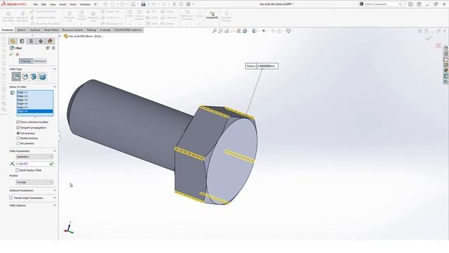 Solidworks Pro Tutorial - How to draw an M8 20 mm hex bolt ISO 4017 смотреть онлайн