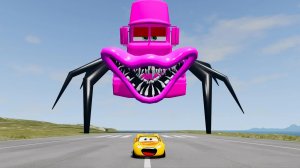 Эпический побег: Молния Маккуин убегает от головы супер-мутанта Мака и туалета Skibidi | BeamNG