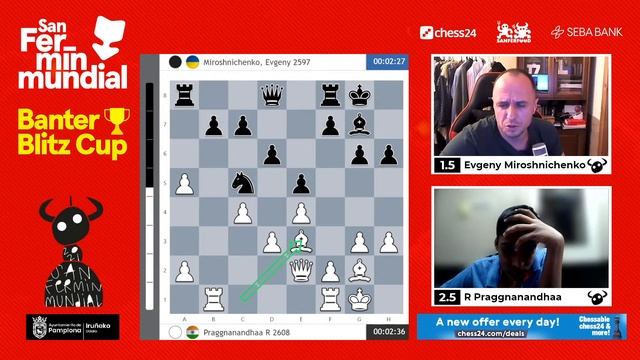 Praggnanandhaa vs. Miroshnichenko | San Fermin Banter Blitz Cup | Qualifier H смотреть онлайн