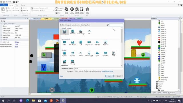 Создаём звук в Construct 2 смотреть онлайн