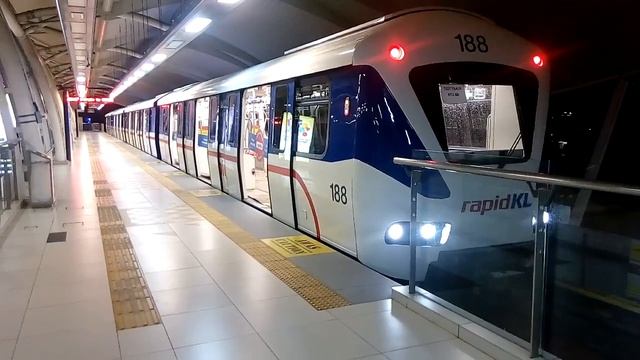 {Test Train} LRT KJ Line: 4-Coach MLR Bombardier Innovia ART 200 At USJ 7 (Bound For Gombak).